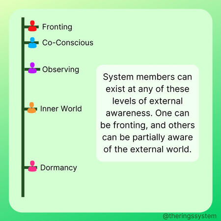 Fronting / Co-Conscious / Observing / Inner World / Dormancy